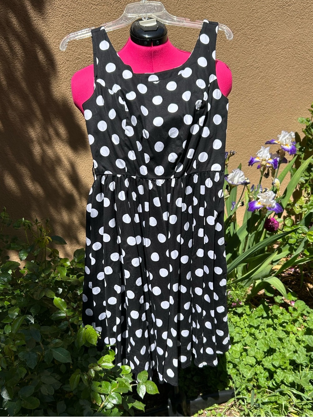 Hearts & Roses Black and White Polka Dot Sleeveless Dress